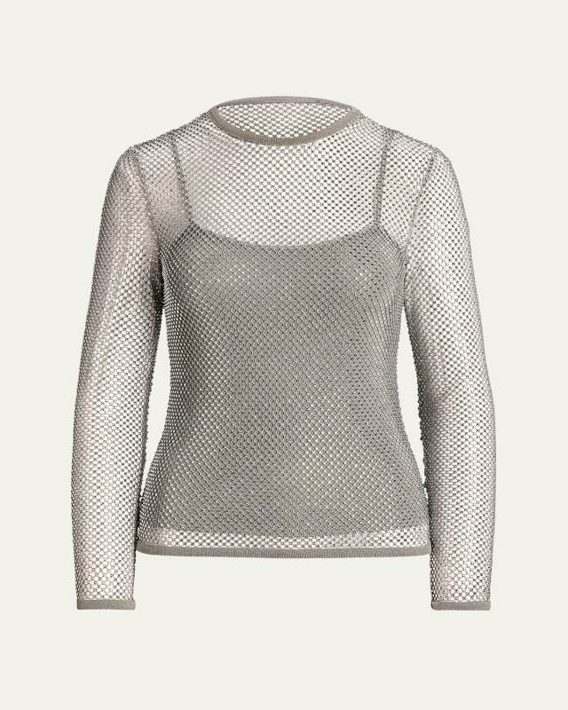 Rhinestone Net Embellished Top